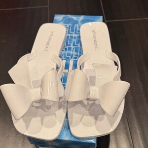 Jeffrey Campbell White Bow Jellies Sandals